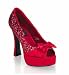 Party-42 Red Glitter High Heel Satin Platform Pumps