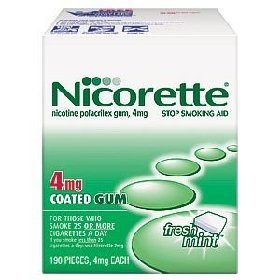 Nicorette Nicotine Polacrilex Coated Gum 4 mg Fresh Mint - 190 Pieces