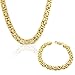 My Daily Styles Stainless Steel Yellow Gold-Tone Mens Link Chain Necklace and Bracelet Set