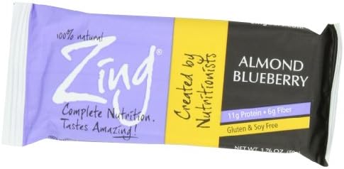 Zing Nutrition Bar, Almond Blueberry, 1.76 Ounce (Pack of 6)
