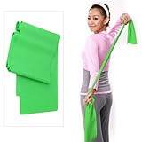 Green 1.5m Yoga Pilates Rubber Stretch Resistance Exercise Fitness Band