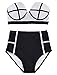 LA PLAGE Women's Colorful High Waist Padded Bathing Suit Size US Large White