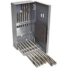 Alvord Polk 127-S-21 High-Speed Steel Chucking Reamer Set, Right Hand Spiral Flute, Uncoated Finish, 14-Piece, 1/8 Inch - 1/2 Inch Dowel Pin Sizes
