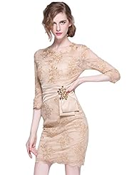 General Print Sheath 3/4 Sleeves Long Sleeves Lace Acrylic/Polyester Bodycon Dress/Party Dress/Mini Dress 