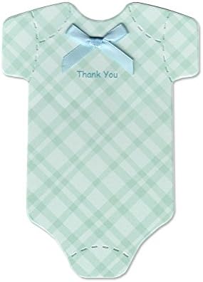 Baby Thank-you Cards - Aqua Plaid Onesies