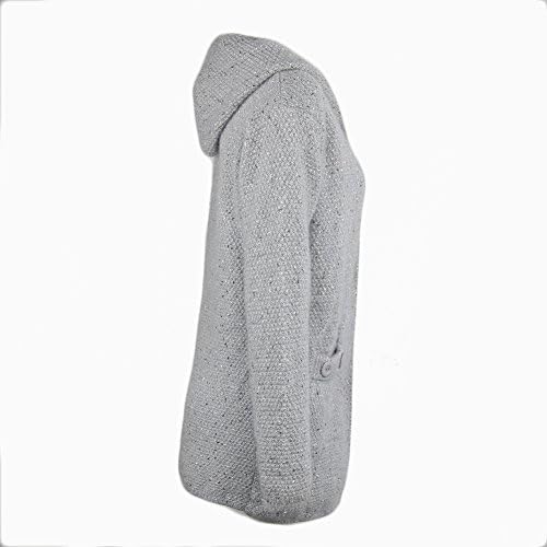 Lucky Commerce Women's Fit Long Sleeve Classic Knit Hoodie Open Casual Long Cardigan Coat Light Grey