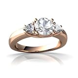 14k Rose Gold Round Genuine White Topaz Ring