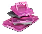 OvenStuff Non-Stick Six Piece Covered with Handles Bakeware Set - Pink