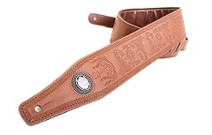 Gaucho Brown 'Embossed Series' Leather Guitar Strap for Electric/Acoustic/Bass Guitar