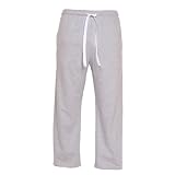 Gray Unisex Lightweight Fleece warmup tie cord cotton pants for lounging, sleep, sports. Unisex relaxed fit, available in 5 adult sizes