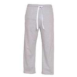 Gray Unisex Lightweight Fleece warmup tie cord cotton pants for lounging, sleep, sports. Unisex relaxed fit,