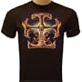 Thin Iron Cross w/ Skull In Flamses T-shirt