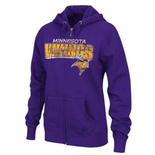 NFL Women's Minnesota Vikings Football Classic III Long Sleeve Fullzip Fleece Hoodie (Regal Purple, Medium)