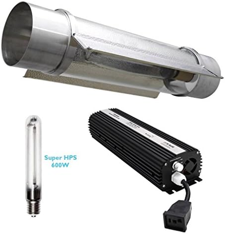 VegieMaster 600 watt Digital Dimmable HPS Grow Light System Kit for Plants with 6" Air Cooled Tube Reflector Hood, Dimmable Ballast and 600w HPS Bulb