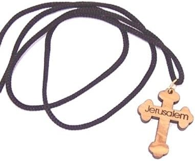 Orthodox - Eastern Cross - olive wood necklace, necklace is 60cm long - 23.5 inches )