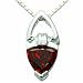 1.50 Carats Trillion Cut Genuine Garnet Sterling Silver Pendant Necklace