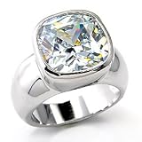 Cushion Cut Bezel Setting CZ Ring
