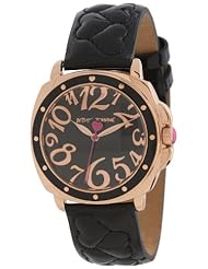 Betsey Johnson Womens BJ00044-19 Analog Quilted Heart Strap Watch