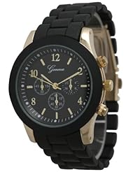 Geneva Boyfriend Chronograph Style Link Watch - Black