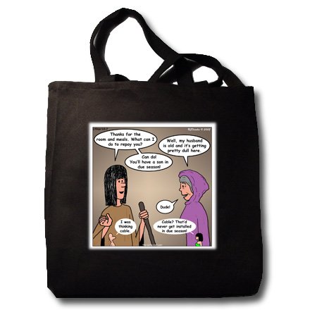 2nd Kings 4 8 17 Roomatism Bible Elisha Shunammite woman giving birth to a son in old age - Black Tote Bag 14w X 14h X 3d