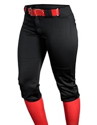Sports: Louisville Slugger Womens Slugger Fast Pitch OKC Low Rise Pant with Belt Loops, Black, Small - Xone