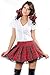 Dear-Lover Womens Top Shirt Mini Skirt School Girl Red Costume