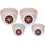 Dummy Security Camera - Imitation Infrared Night Vision - Low Cost & Keeps Intruders Away - 2 Year Guarantee - 4 Units