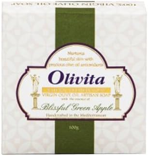 Olivita Bar Soap Olive Oil, Green Apple Essence, 100 Gram