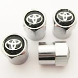 Set of 4 Toyota Logo Black Chrome Tire Valve Stem Caps (Made of Metal)