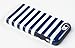 DandyCase 2in1 Hybrid High Impact Hard Navy Blue & White Stripe Pattern + Silicone Case Cover for Apple iPhone 5C Screen Cleaner