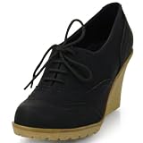 Trendy Damenschuhe Pumps m Keilabsatz u Schn�rrung JW316
