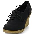 Trendy Damenschuhe Pumps m Keilabsatz u Schn�rrung JW316
