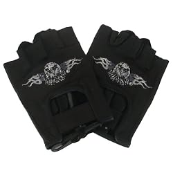 BALD EAGLE FINGERLESS LEATHER BIKER CHOPPER GLOVES * Extra Large