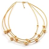 Gold Three-Strand Ball Costume Necklace