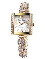 Gemorie Women Fashion Square Shape Watch with Jewelry Band in Rose Gold Plating (128993)