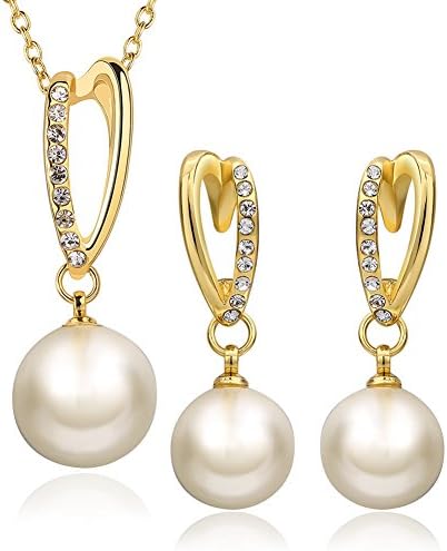 Womens Silver Plated Shell Bead Drop Pendant Necklace Dangle Earrings Infinity Bridal Jewelry Set Gift