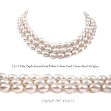 Triple Strand 16-18 Inches 8-9mm White Oval Shape Freshwater Cultured Pearl Necklace