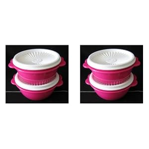 Tupperware Servalier Bowl Snack Cup Pink Set of 4 by