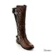 FOREVER MANGO-21 Women's Winkle Back Shaft Side Zip Knee High Flat Riding Boots
