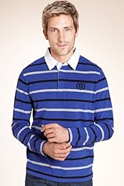 Blue Harbour Pure Cotton Double Striped Rugby Shirt