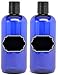 GiniHomer 2 Pack Firefly Craft Cobalt Blue Plastic One Touch Disc Top Bottles with Chalkboard Labels, 16 Ounces Each