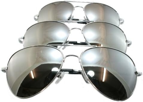 G&G Chrome Metal Silver Mirrored Aviator Sunglasses 3 Pair Special Spring Hinges