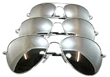 Chrome Metal Silver Mirrored Aviator Sunglasses 3 Pair Special Spring Hinges (3 Chrome frame)