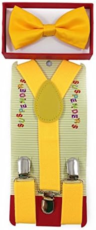 New Suspender Bow Tie Matching Colors Toddler Kids Boys Girls Child (Yellow)