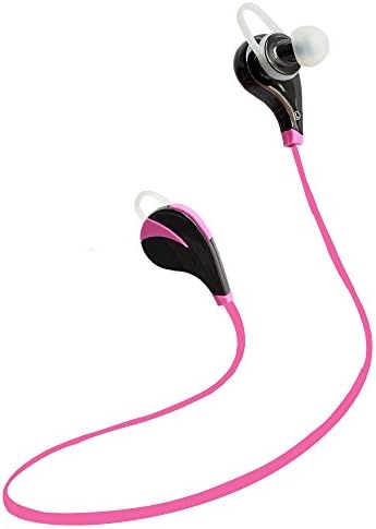 Wireless Bluetooth Headset Stereo Earphone Sweatproof Sports Running Exercise Earbuds Earset Smart Voice Control Headphones with Microphone for IOS Android Devices (Rose Red)