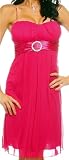 Fuchsia Flowy Spaghetti Strap Pleated Evening Prom Party Dress