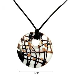 Necklace - N74 - Murano Glass Style - Round Shape ~ Blk & White & Brown