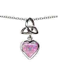 Celtic Love by Kelly (tm) Love Knot Pendant with Heart 9mm Created Pink Opal in 925 Sterling Silver