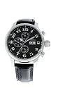 ADEE KAYE STAINLESS STEEL AUTOMATIC MULTIFUNCTION MILITARY STYLE WATCH / BLACK DIAL