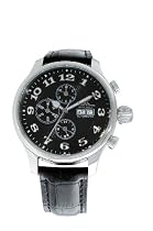 ADEE KAYE STAINLESS STEEL AUTOMATIC MULTIFUNCTION MILITARY STYLE WATCH / BLACK DIAL